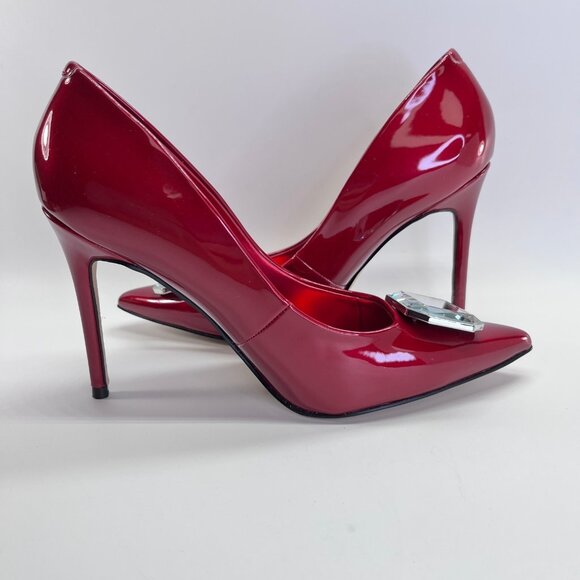 Nine West Faras Slip-On Stiletto Pumps Size 7.5M Red Patent Faux Leather - Picture 9 of 16